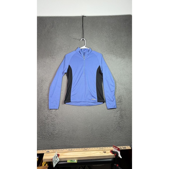 Hind Cycling Jersey Medium Blue Black Long Sleeve Half Zip Pockets Made Canada - Picture 1 of 10